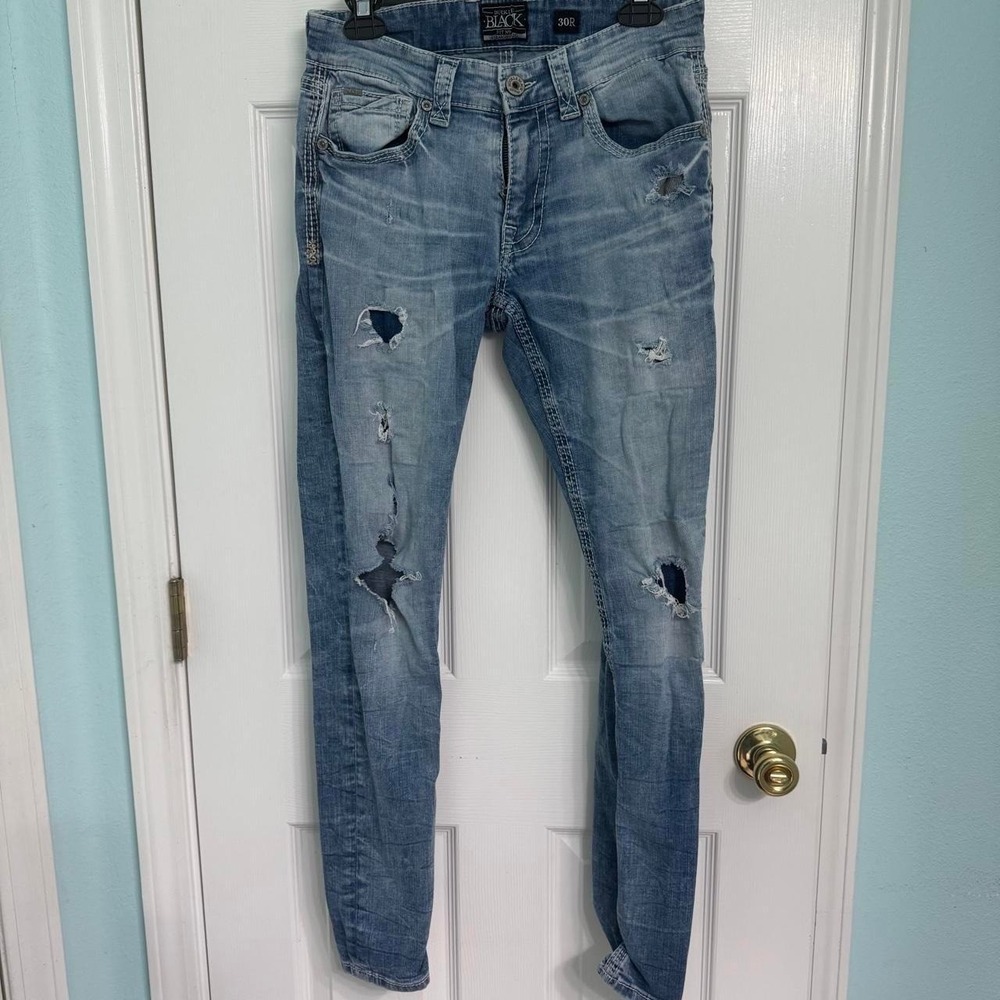 Buckle Black straight leg jeans size 30R distressed
